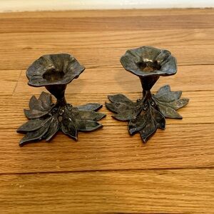 Vintage Art Nouveau Flower Candle Holders
